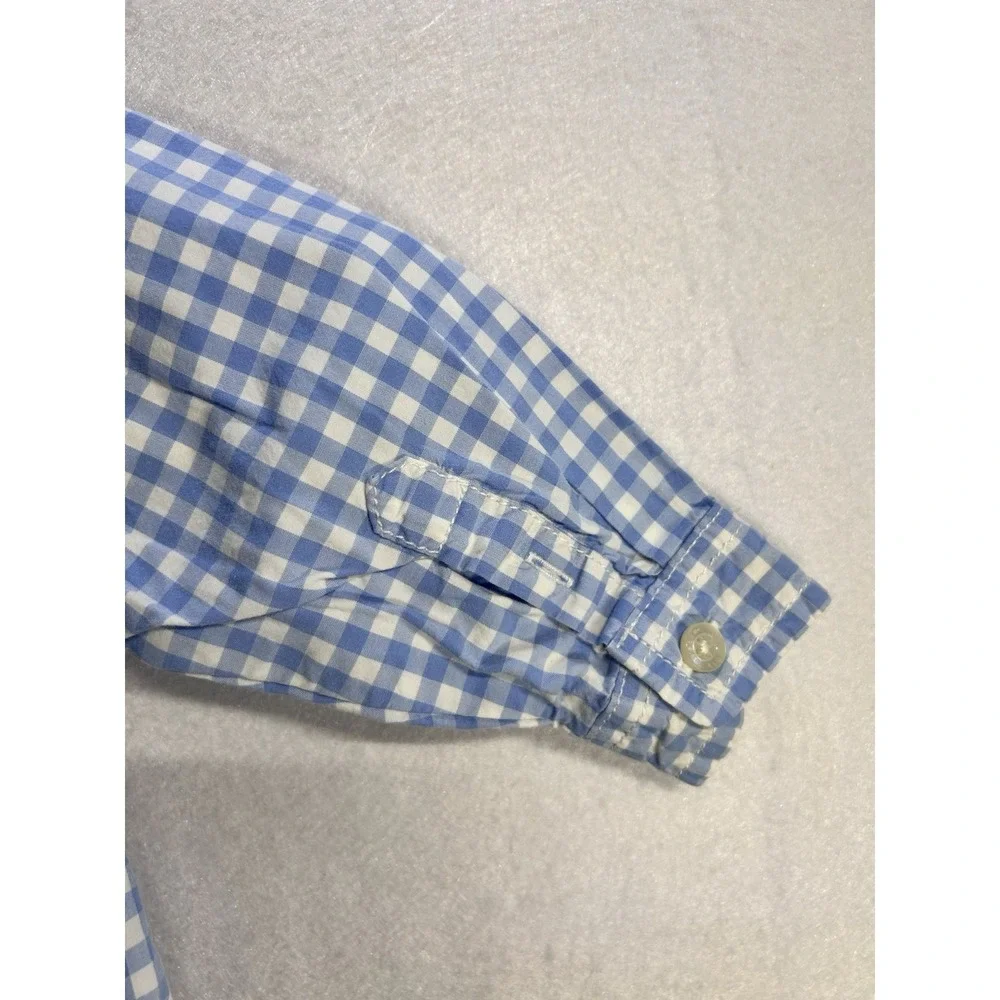 OshKosh B'gosh Blue/White Gingham Collared Long Sleeve Button Bodysuit 18M